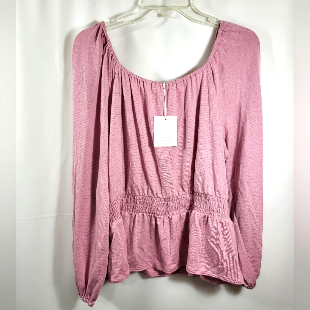 NWT Lauren Conrad pale pink peasant top  women's XL  #1177